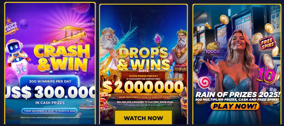 Promociones de MasterBets365: Crash & Win, Drops & Wins y Rain of Prizes
