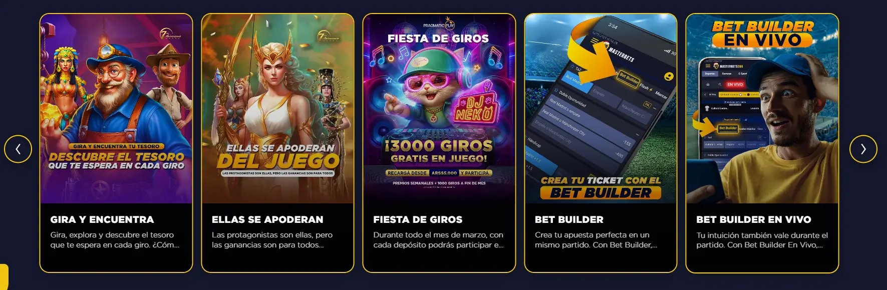 Promociones de MasterBets365 con giros gratis bonos de depósito y funciones de bet builder